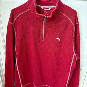 Tommy Bahama Men's Red Quarter-Zip Pullover